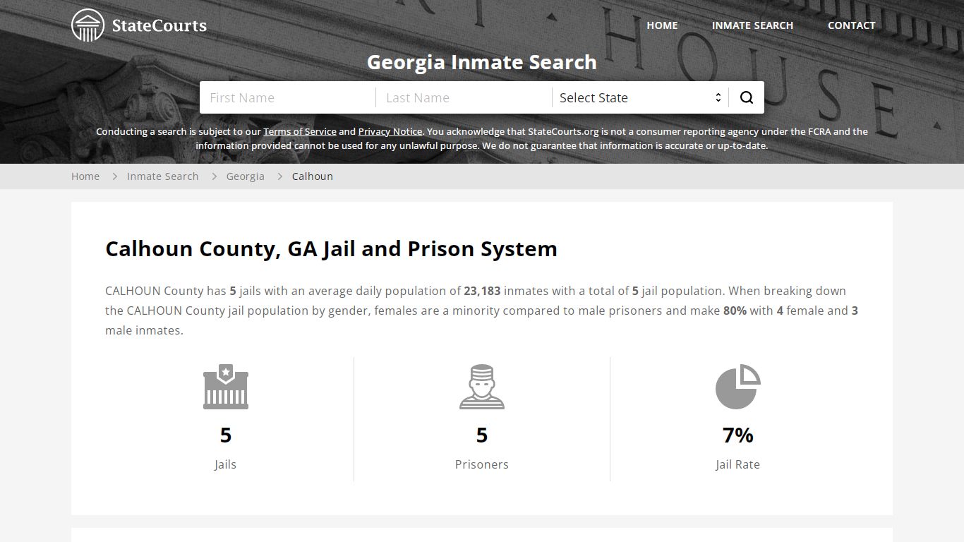 Calhoun County, GA Inmate Search - StateCourts