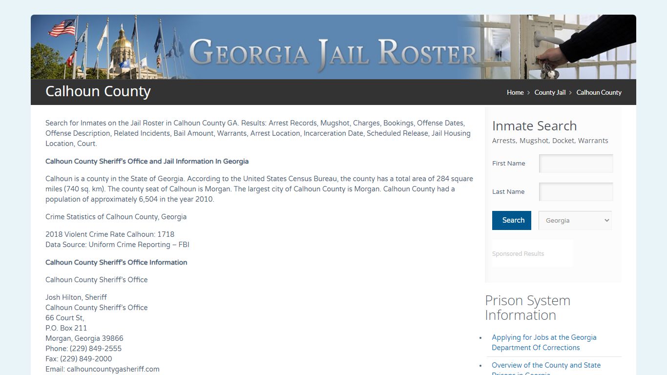 Calhoun County | Georgia Jail Inmate Search